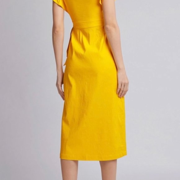NWT A.L.C Yellow Walker Ruffled Shoulder Midi Dress Size 4 - Picture 2 of 9